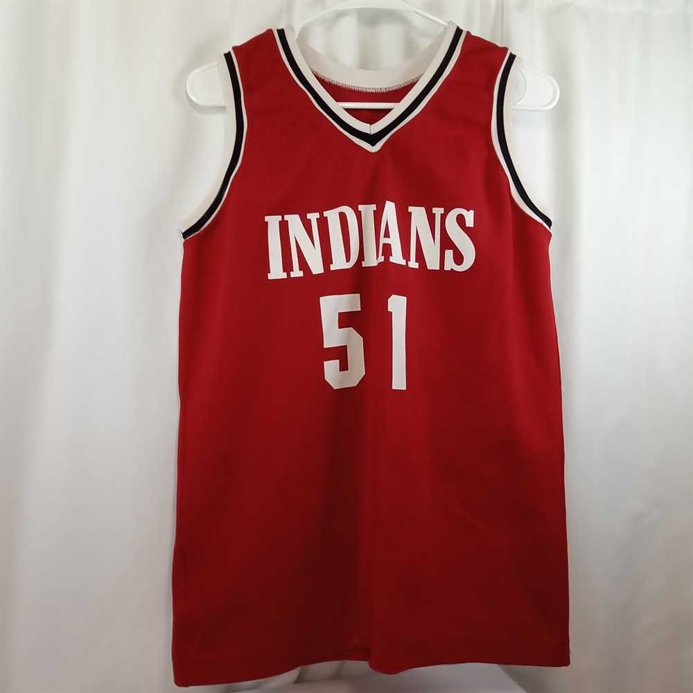 Keystone Custom Indians 51 Basketball Jersey Red Mens‎ Large Vintage V-Neck